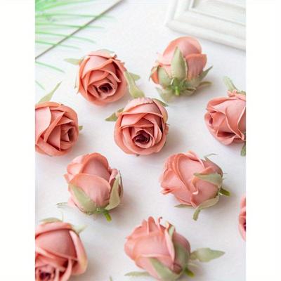 10PCS Artificial Rose Head and Bud Wedding Decoration Bride Wrist Flower Hand Holding Flower Head Flower Material DIY Valentine'S Day Gift Wedding