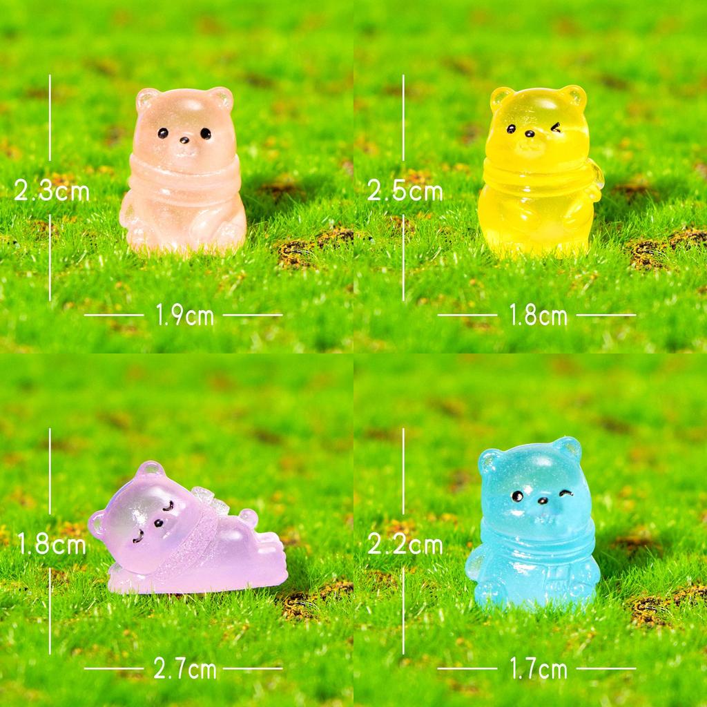 Cute Resin Bear Figurine With Glow Night Light For Modern Home Decor