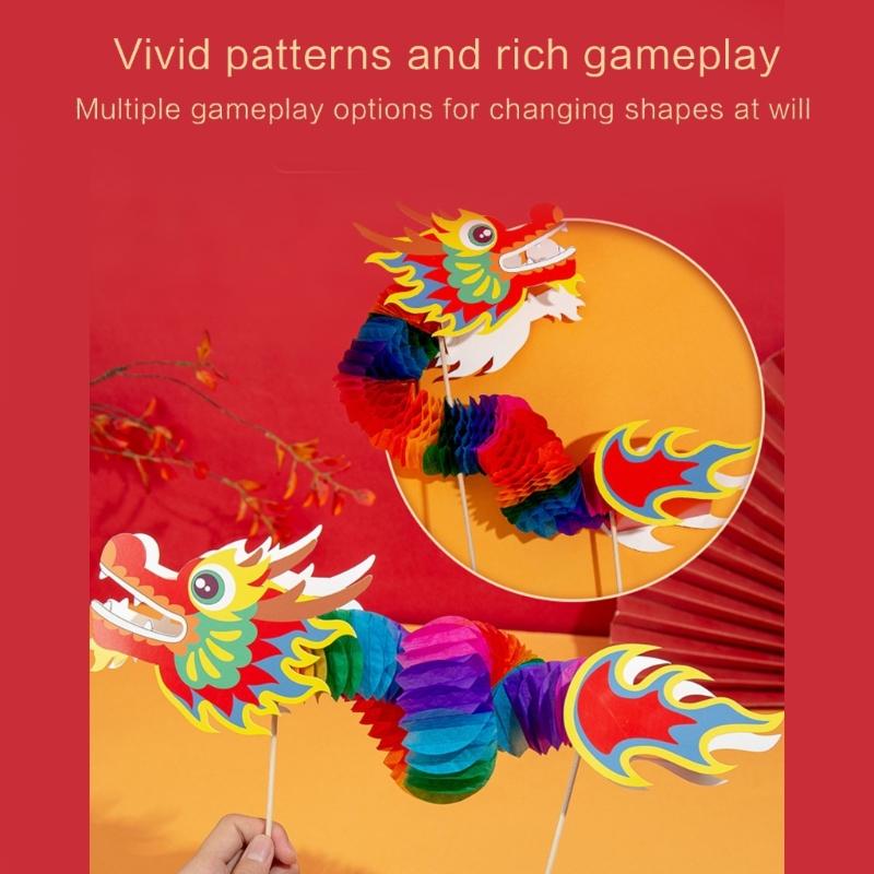 Paper Dragon Puppet Kits Paper Dragon Toy Chines New Year Supplies