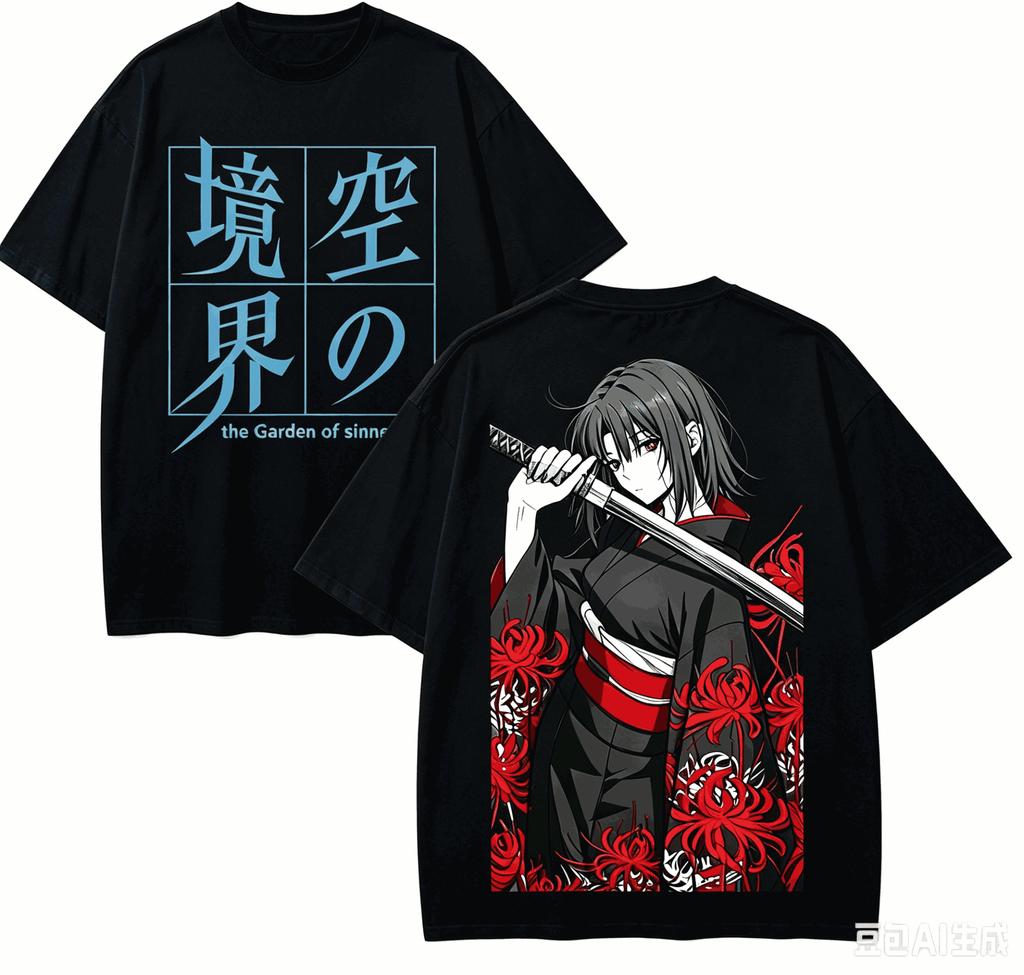 The Garden of Sinners Anime Lover T-shirt Harajuku Cotton New Model High Street Retro Oversized