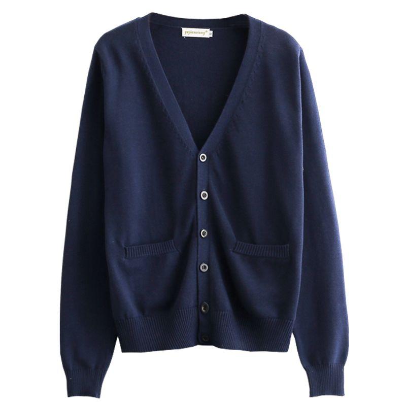 

Pure Cotton Cardigan Outerwear Doctor Duty Nurse Sweater 510# navy blue 2XL