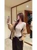 Kumikumi Pure Desire White Lace-Up V-Neck T-Shirt for Women - Autumn Slimming Casual Top