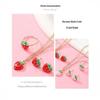 Kawaii Red Strawberry Enamel Jewelry Set 3Pcs Necklace Earrings Ring Hypoallergenic for Girls Party Wear Gifts