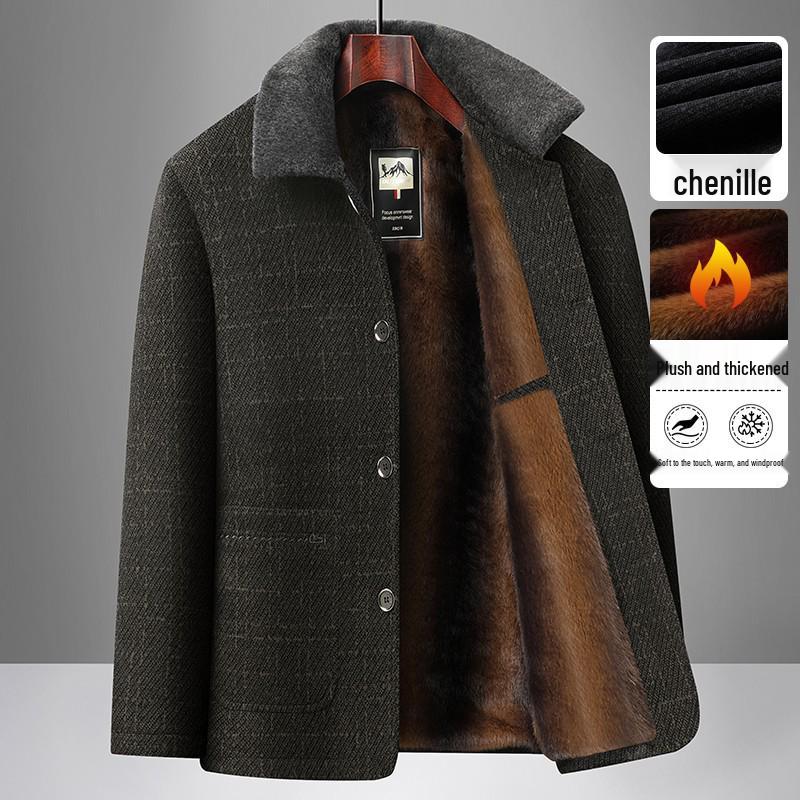 Men`s Winter Chenille Wool Coat -