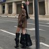 Oversized High-heeled Boots European and American Babes with Pointed Toe Stiletto Heels Over The Knee Wide Boots Heap Pile Boots