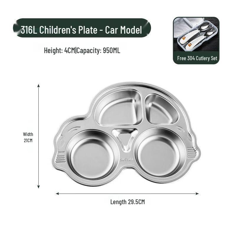 Jiakangming 316L Stainless Steel Kids Divided Plate with Suction