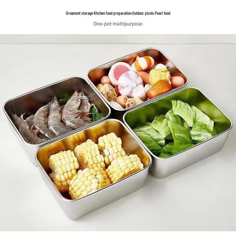 Ensemble de Récipients Carrés en Acier Inoxydable Shangqi pour le Stockage Alimentaire