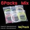 1-6Packs Semi Rigid Tube Fly Tying Material 1.8mm/1.0mm 1M Inner Tube for Salmon Streamer Flies 6 Colors Perfect