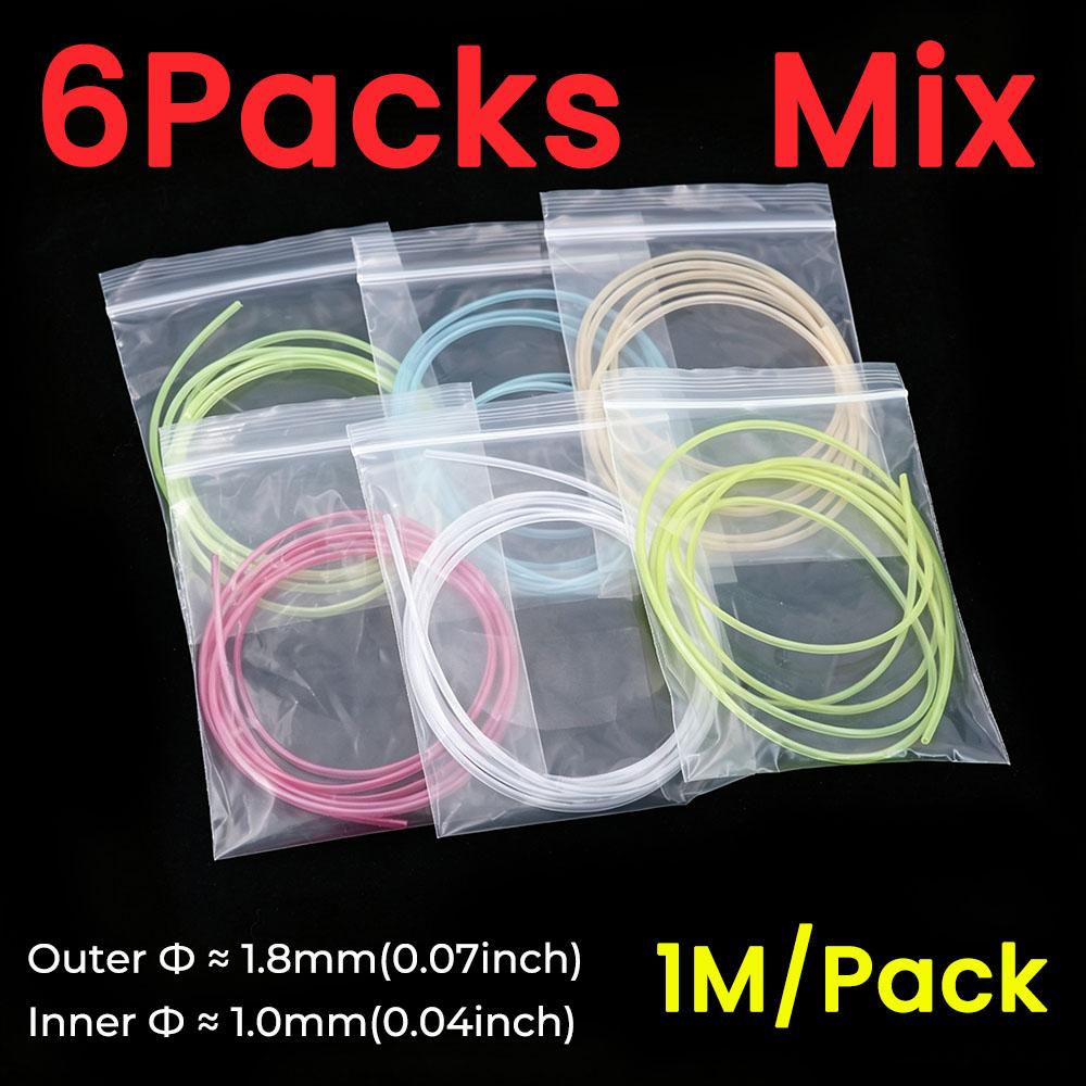 1-6Packs Semi Rigid Tube Fly Tying Material 1.8mm/1.0mm 1M Inner Tube for Salmon Streamer Flies 6 Colors Perfect