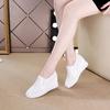 100% Genuine Leather Shoes Women Sneakers Woman Height Increasing Shoes Summer Holes Flat Platform White Shoes