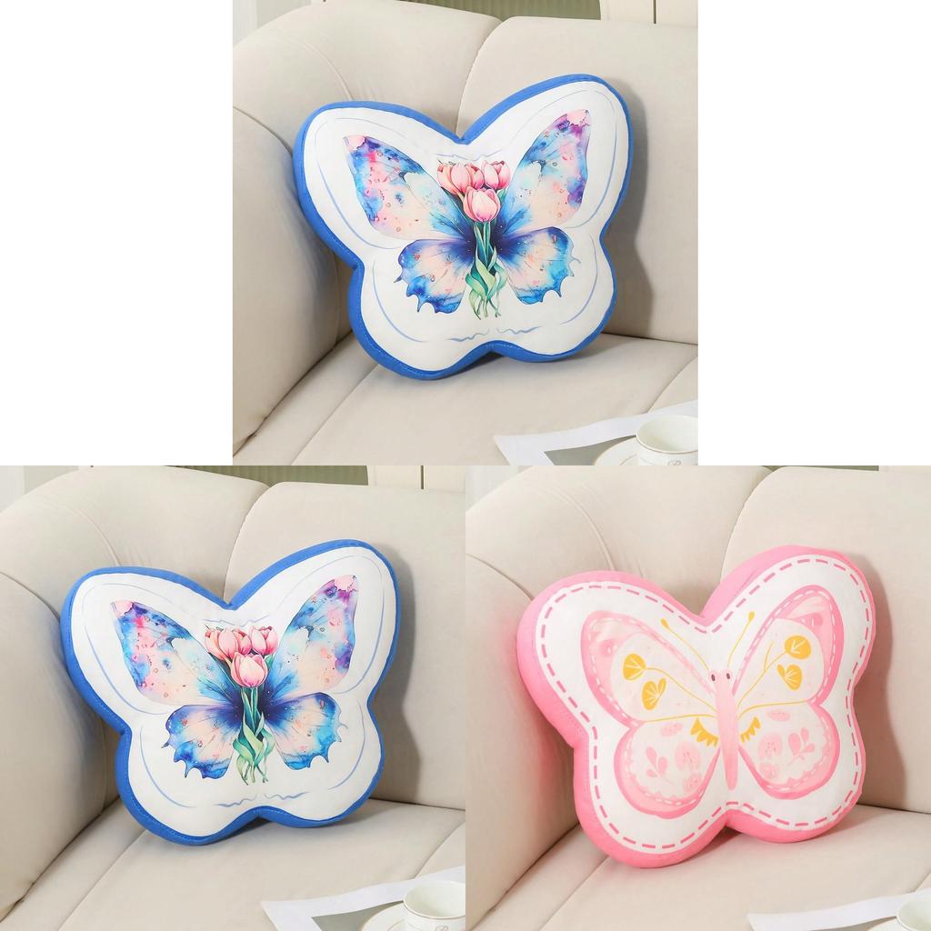 Butterfly Shape Cushion With Digital Print For Bed Couch Decor
