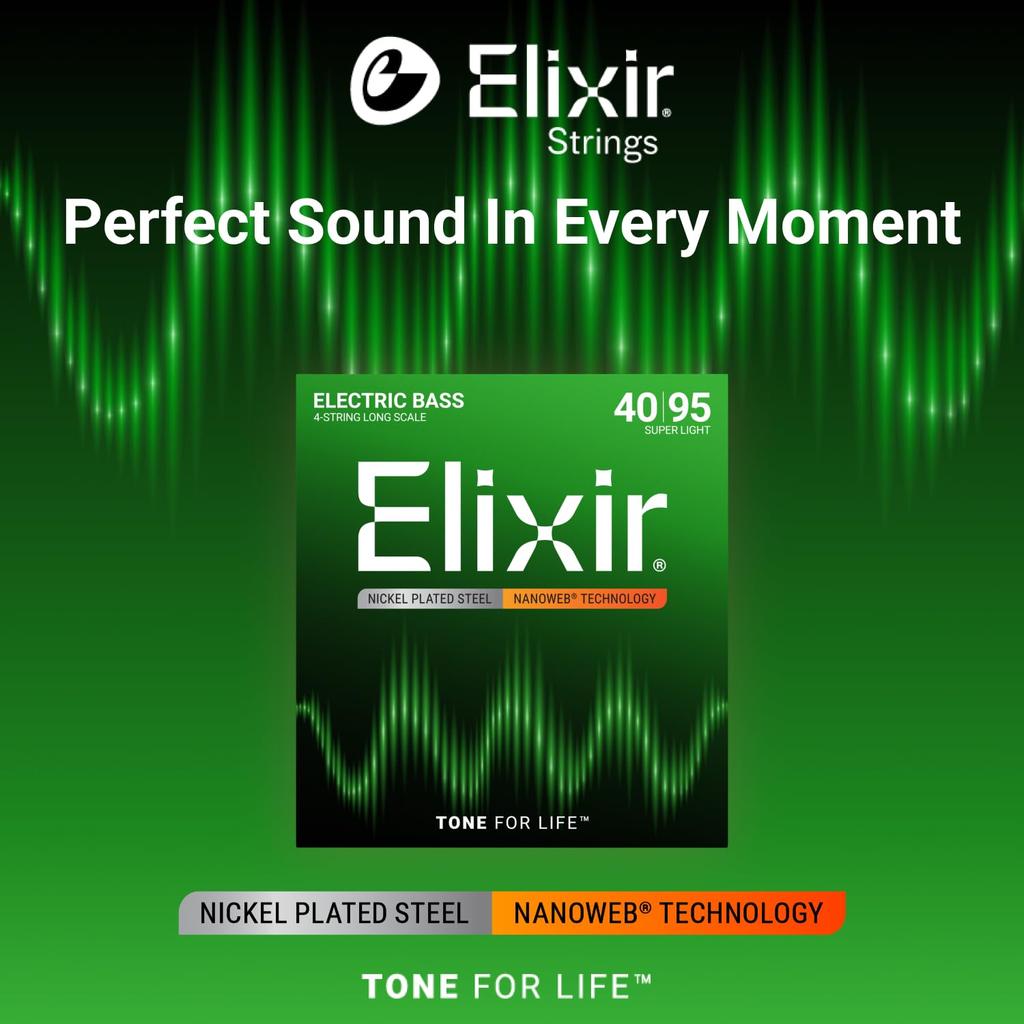 Elixir Bass Strings NANOWEB Nickel Long Scale Super Light .040-.095 #14002 [Domestic Genuine Product]