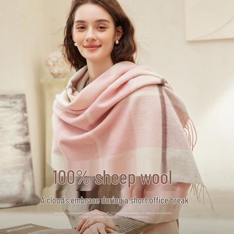 

Women s Pure Wool Plaid Scarf 180*70cm