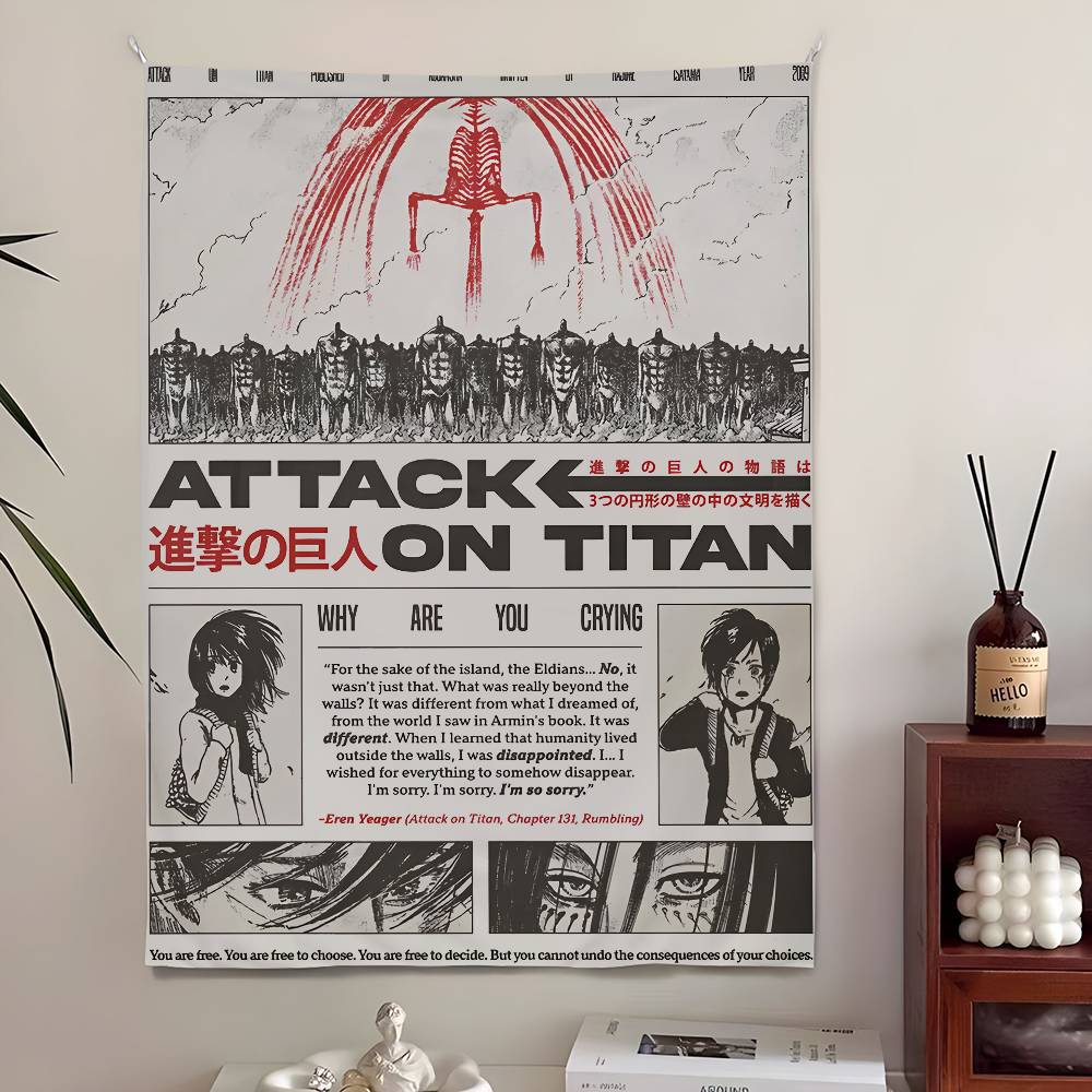 A-Attack On Manga T-Titan Tapestry Bedroom Living Bar Garden Outdoor Festival Decoration Background Art Banner