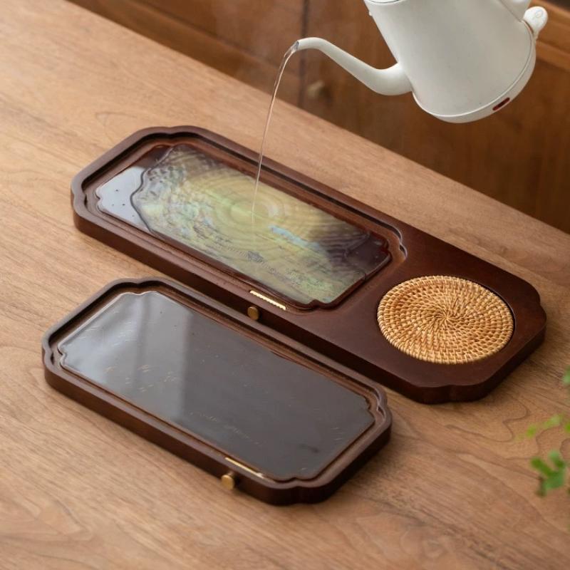 Color Changing Solid Wood Tea Tray Heat Changing Tea Tray Household Small Tea Table