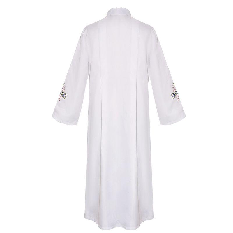 White Priest Costume Cosplay Dress Medieval Blue Cross Robe Stage Performance Cosplay Outfit