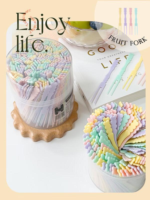 Disposable Mixed Color Plastic Fruit Forks