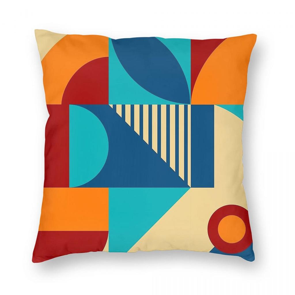 Yellow Blue Orange Bauhaus Square Pillowcase Polyester Linen Velvet Printed Decorative Throw Pillow Case Sofa Cushion x