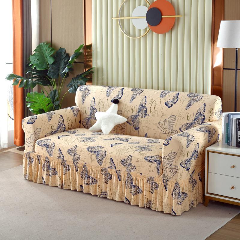 Skirt Sofa Cover Anti-Cat Scratch Swastika Elastic Cover Integrated All-Inclusive Sofa Cushion Cover Universal In All Seasons