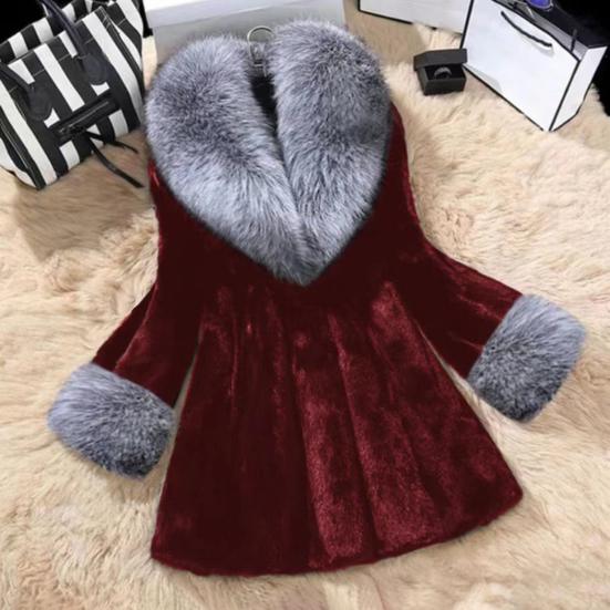 Women's Open Front Coat with Faux Fur Collar And Cuff Casual Long Sleeve Furry Jacket Fall Winter Fuzzy Warm Outerwear