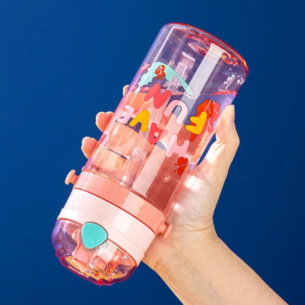 520ML Water Sippy Cup with Straw Drinking Bottle Cup New Kids Water Bottle