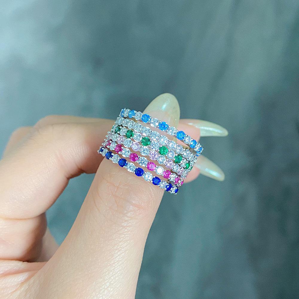 2022 High Carbon Diamond S925 Sterling Silver Zircon Ring for Women - Stylish Inter-Diamond Design