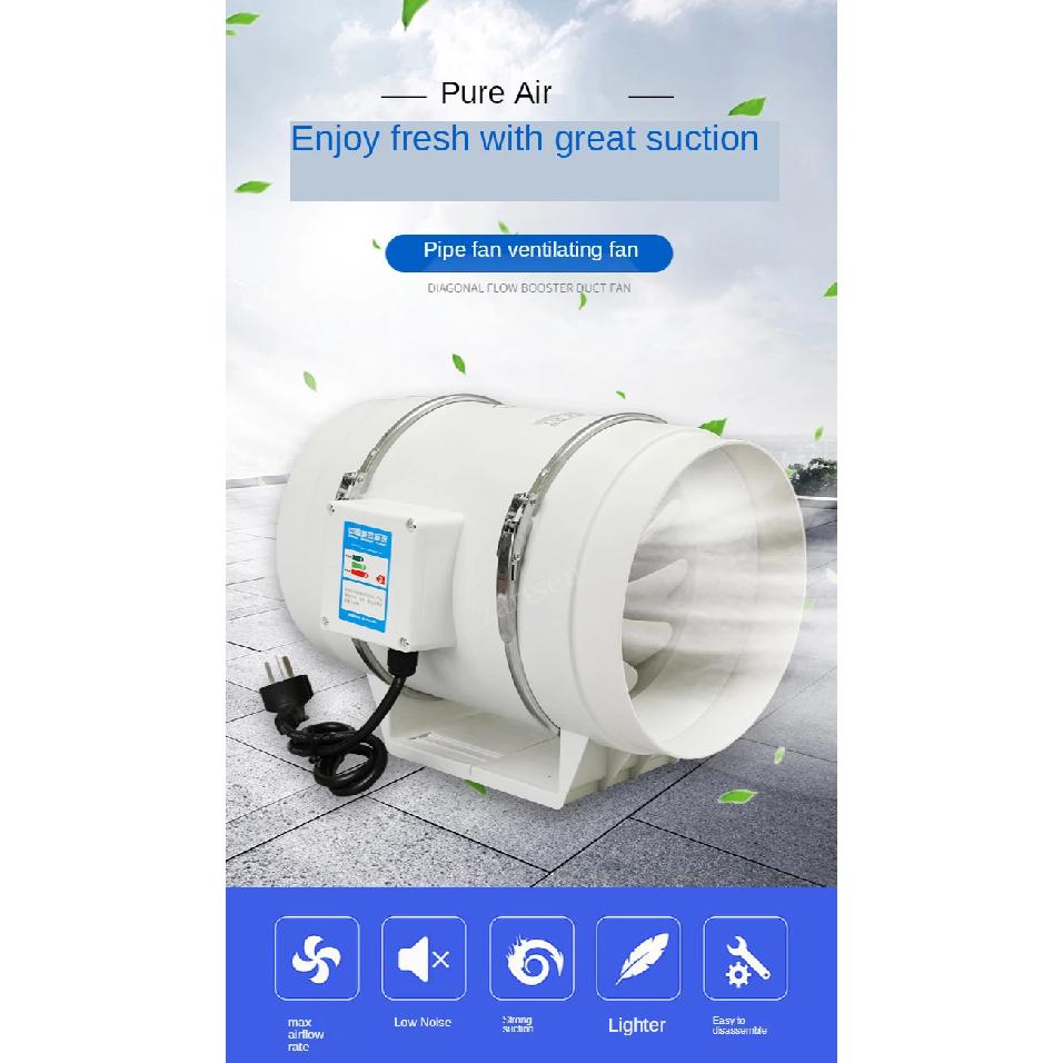 3''4''5''6'' Exhaust Fan Silent Inline Pipe Duct Fan Bathroom Extractor Ventilation Kitchen Toilet Wall Air Clean Ventilator