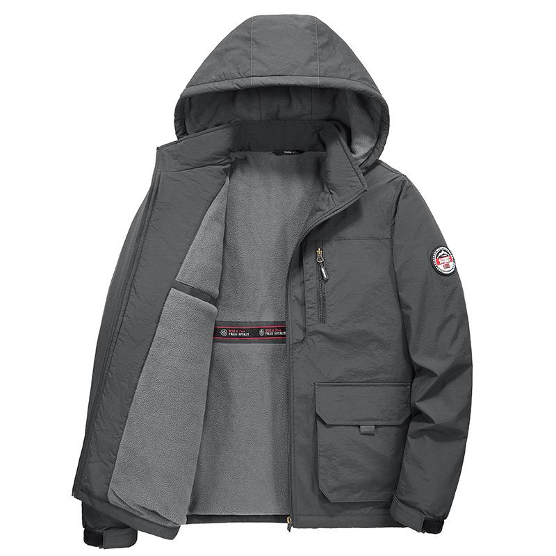 Men's Autumn/Winter Outerwear: Thickened, Warm, and Casual Jacket , Fleece-Lined Cotton Coat for Middle-Aged Men