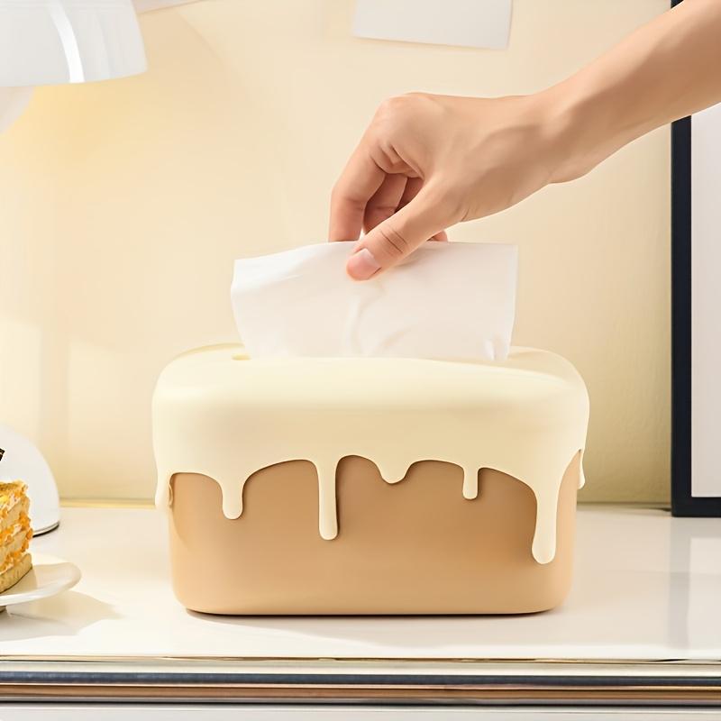 1 pz Copertura Decorativa per Scatola di Fazzoletti Stile Morbido, Meccanismo a Molla, Non Lavabile, Plastica, Forma Quadrata con Design Gocciolante per Decorazione Casa Bagno