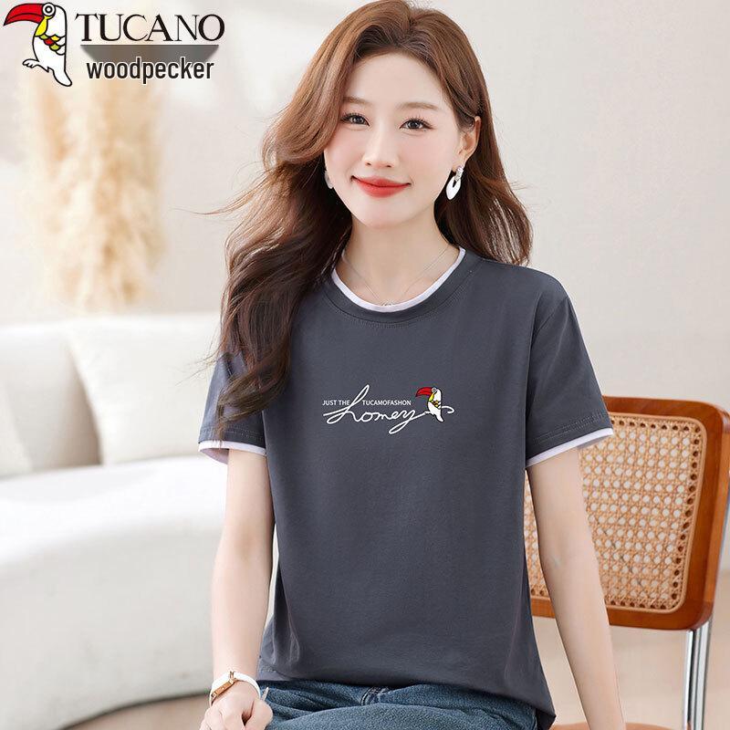 Woodpecker Women s Pure Cotton Layered Round Neck T-Shirt 2XL