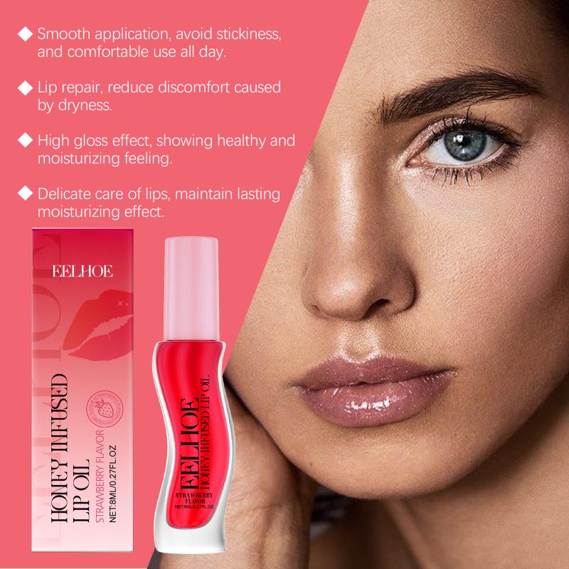 Eelhoe Strawberry Flavor Moisturizing Lip Oil Moisturizing Moisturizing Softening And Caring For Lip Skin Daily Lip Oil