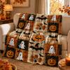 Couverture Jetée Patchwork d'Halloween – Couverture Douce en Peluche Confortable pour Canapé, Lit et Décoration de Fête