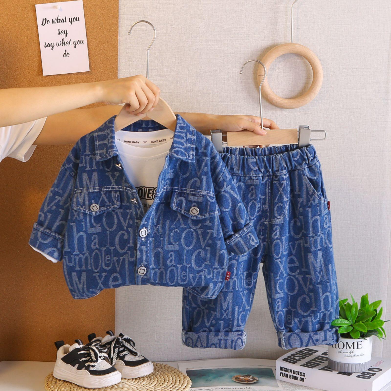 

Детский повседневный комплект с длинным рукавом, удобные наряды для повседневной носки 80 синий