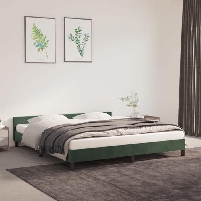 VidaXL Bed Frames with Headboard Slat Base Upholstered Bed Slat Frame Double Bed Adult Bedroom Furniture Green 347588