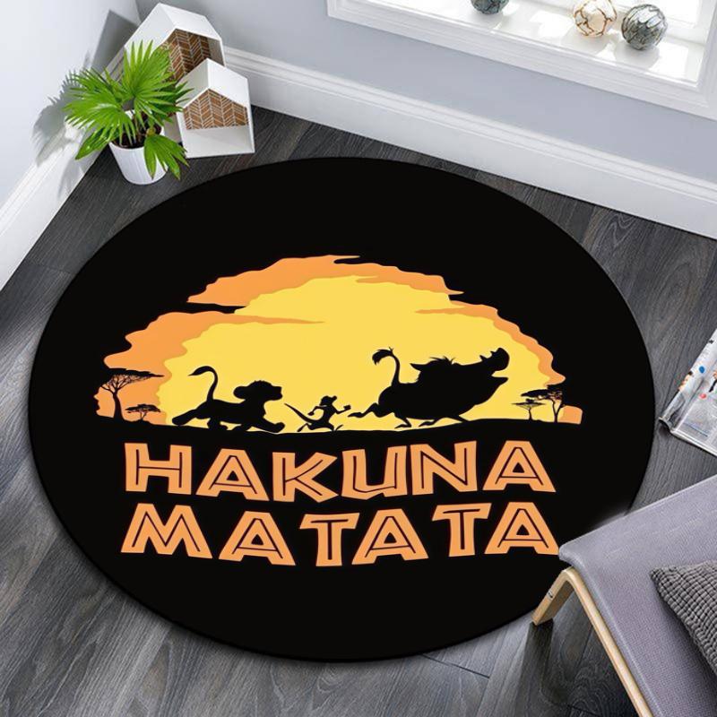 Lion pattern round rug,Carpet Rug for Living Room Bedroom Playroom ,Non-slip Floor Mat,Holiday Gifts and Birthday Gifts.