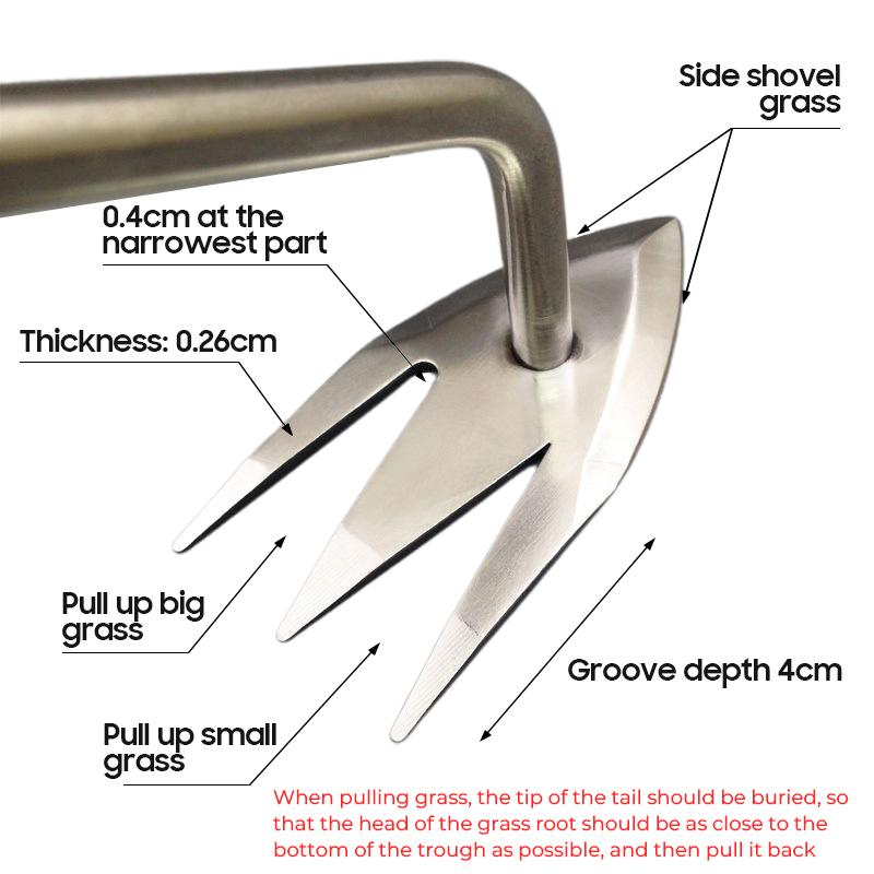 Multifunctional Weeder,Garden Rake Stainless Steel Weeding Loosen The Soil Shovel Agriculture Hoeing Tools