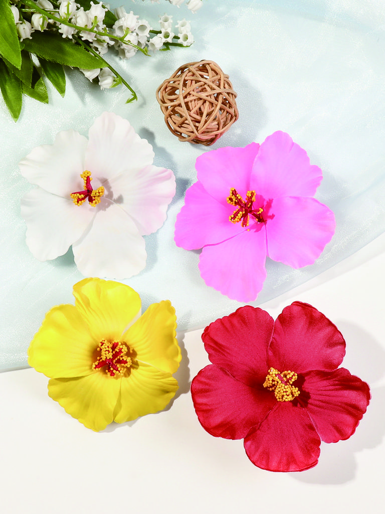 Artificial Tropical Flower Hair Clip for Seaside Holiday,Bridal Hair Accessories,6 Pcs Hawaiian Flower Hairpin for Beach Party