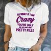 Women's Personalized Pattern 3D Printed White Short Sleeve Casual Short Sleeved Round Neck T-shirt