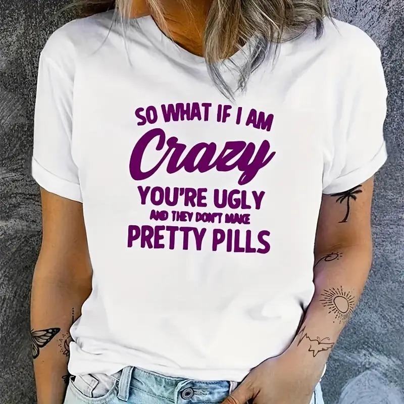 Women's Personalized Pattern 3D Printed White Short Sleeve Casual Short Sleeved Round Neck T-shirt