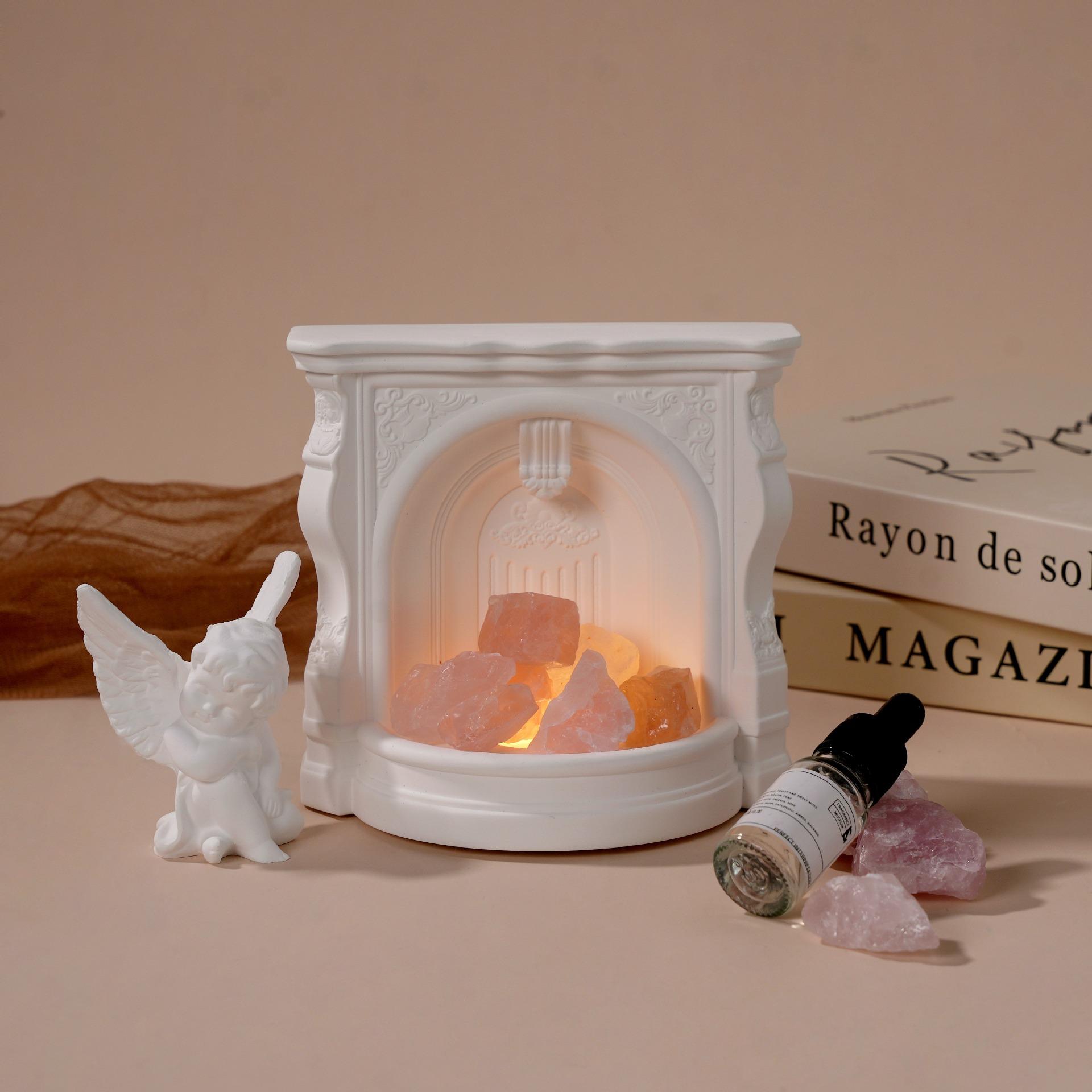 Angel Fireplace Plaster Ornament Passive Essential Oil Diffuser Aromatherapy Passive Mini Ceramic Essential Oil Small Diffuser for Office Home Gift White tea