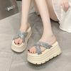 Fashion New 8CM Summer Women Slippers Flip-Flops Ladies Beach Bling Shoes Wedge Heels Shoes Woman High Platform Slippers Outside Sandals