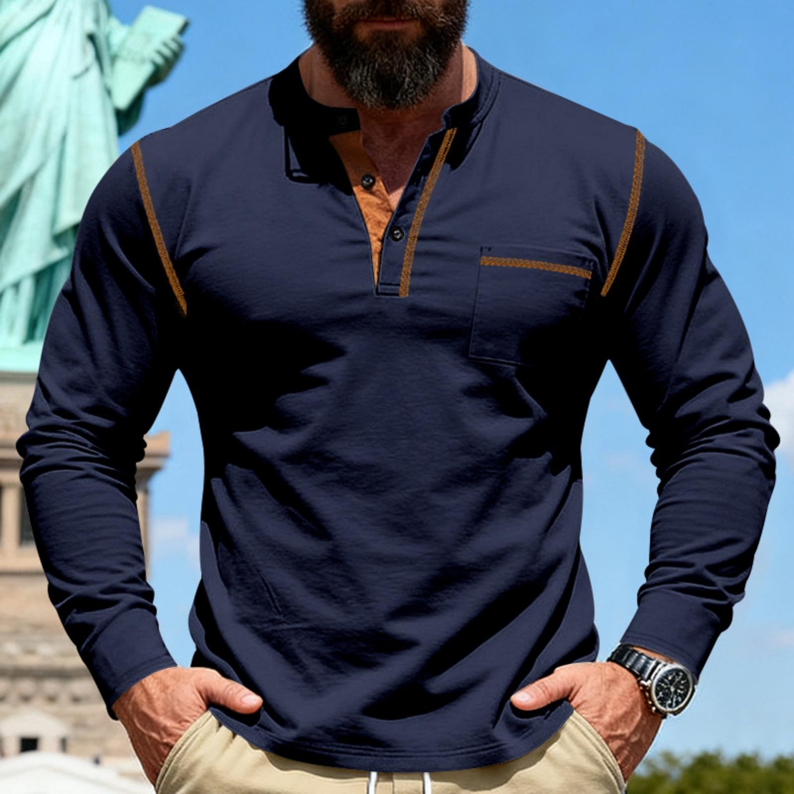 

Men s Long Sleeve Shirt Turn-Down Collar Shirt Fit Shirt XXXL Темно-синій