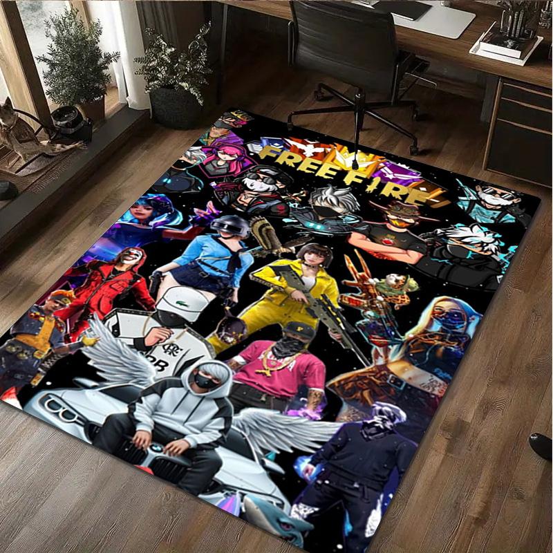 1Pc Free Fire Print Rug - Computer Chair Area Rug Home Decoration Carpet For Living Room Bedroom Flooring Mat