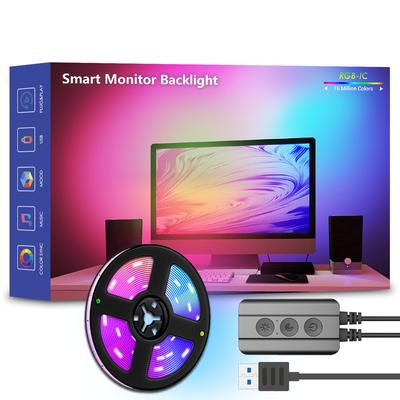 Computer Ambient Light RGB LED Strip for Gaming-screen Sync Effects for 17-39 Inch Monitors