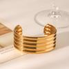 18K Gold Stainless Steel Open Bangle Multi-layer Wide Bracelet for Women Exaggerated Titanium Steel Bangle Non-fading