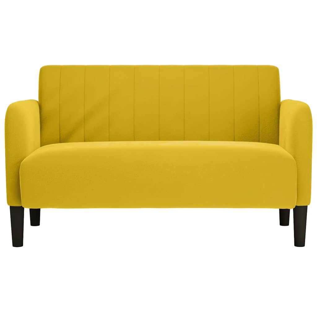 Two Seater Sofa Yellow 109 Cm Velvet