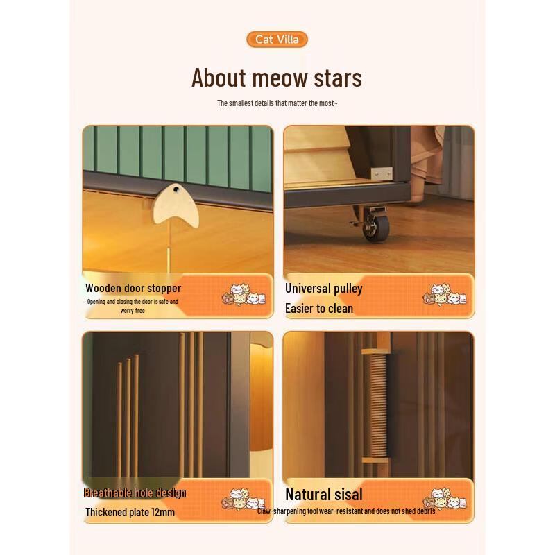 HANDUNYOU Luxus-Holz-Katzenvilla