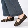 Fashion Round Toe Rivets Women Mary Jane Shoes Brown Faux Suede Metal Belt Non-slip Soft Sole Retron Design 2025 Spring Ladies Flats