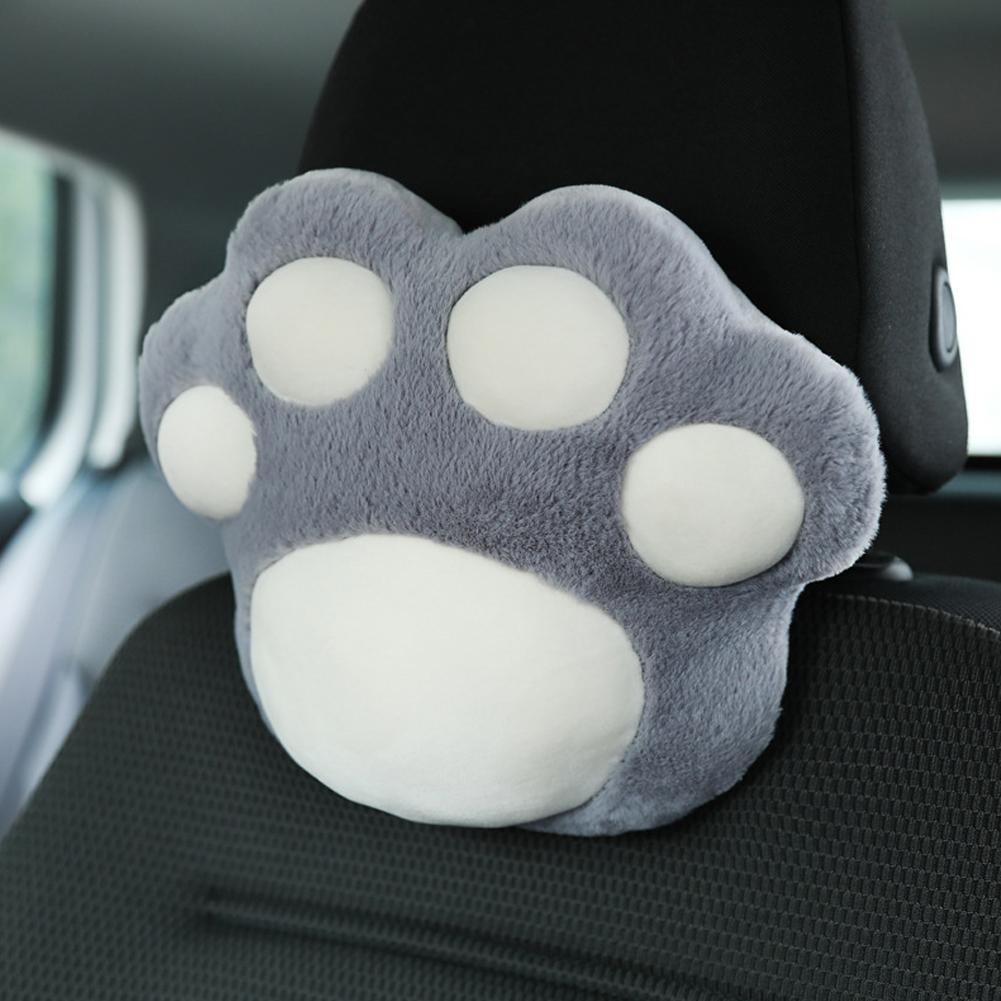 Auto Neck Pillow Car Plush Headrest Cute Cat Claw Car Neck Pillow Car Woman Decorative Seatbelt Protect Interior Car Accessories