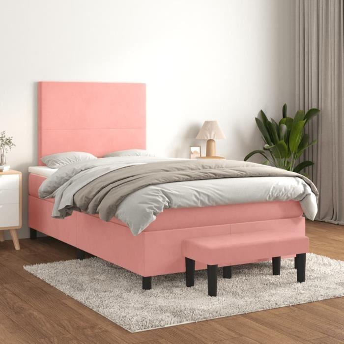 3137718 vidaXL Divan Bed with Mattress Pink 120x200 Cm Velvet